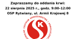 Imformujemy o odwołaniu planowanej akcji poboru krwi w Staszowie - 18.08.2025r.